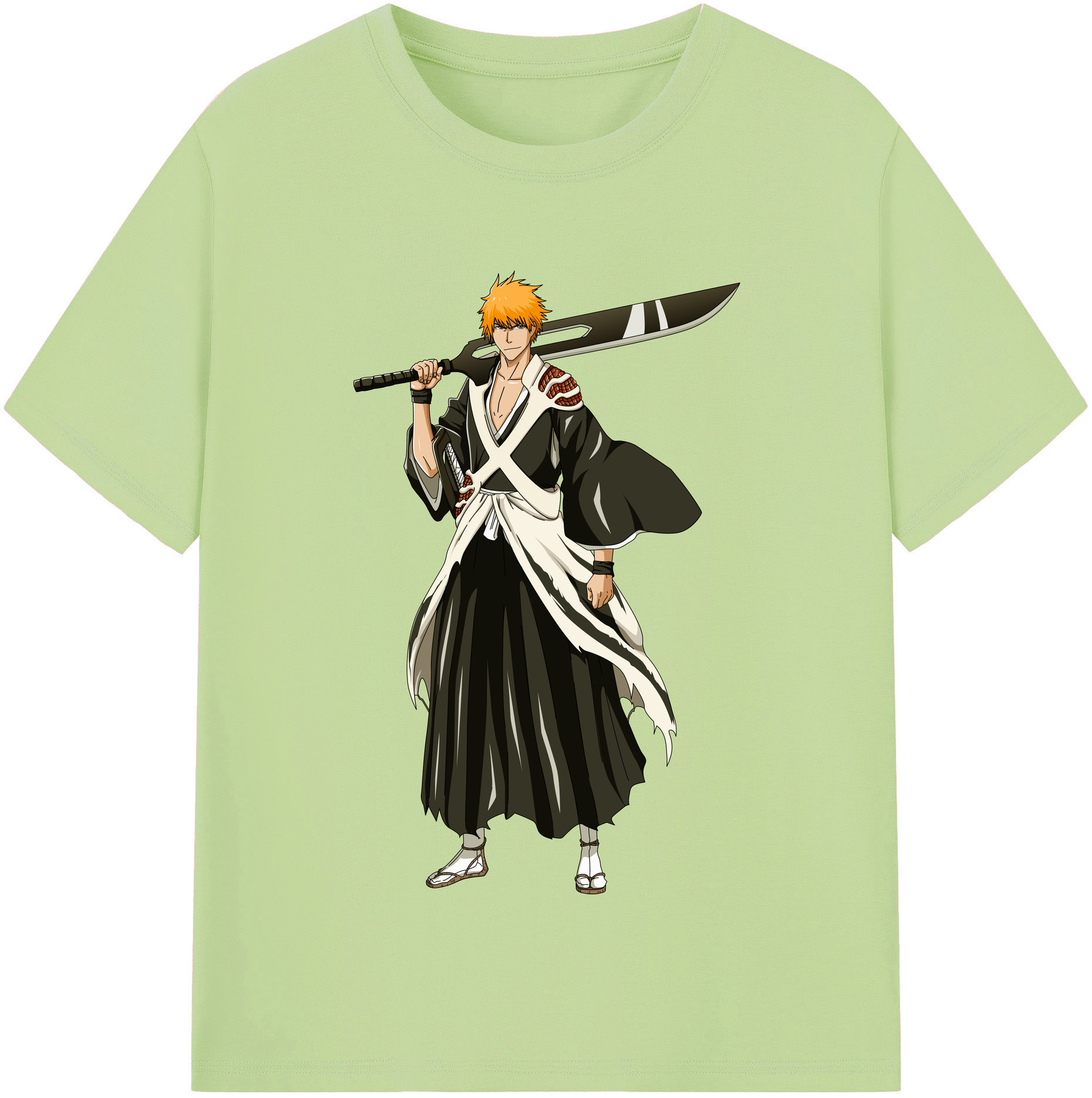 （画像用） ブリーチ 黒崎一護（くろさき いちご）BLEACH Kurosaki Ichigo 綿100％半袖Tシャツ（フロントプリント）